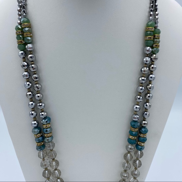 Vintage Inspired Sparkly Multi Faceted Glass Beads Double Strand Necklace - Picture 9 of 10